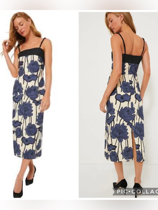 Tuckernuck Dresses & Skirts - Tuckernuck Hyacinth House Cecily Cream Navy Floral Midi Dress Bead Straps XXL